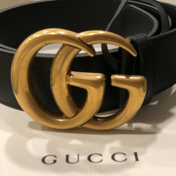 Gucci GG MARMONT LEATHER BELT WITH SHINY BUCKLE - Picture 2 of 4